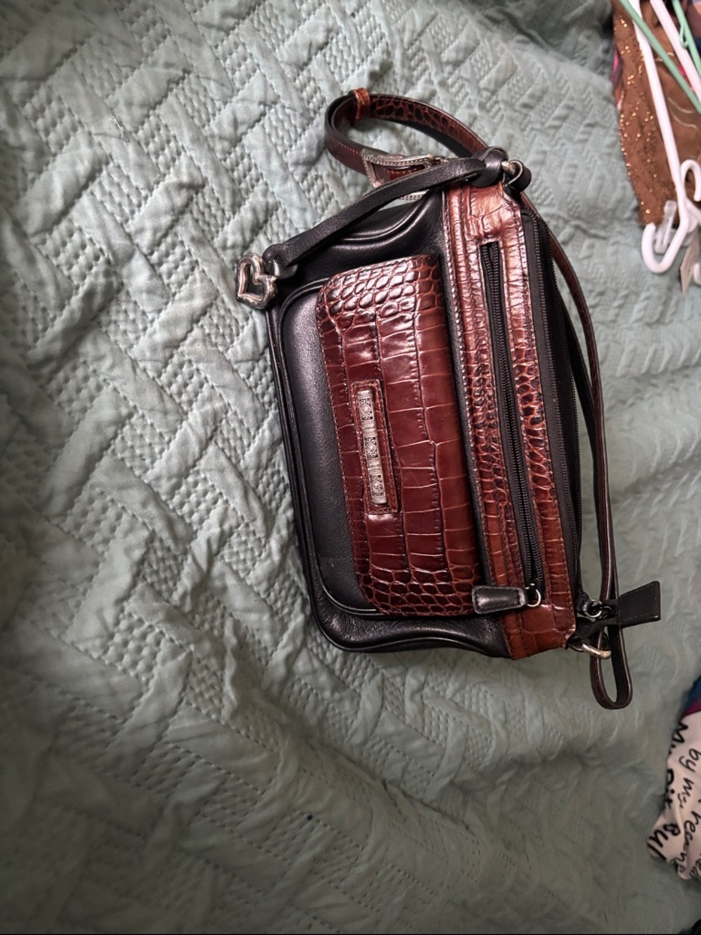 Brighton Brown & Black Croc-Embossed Belt Bag